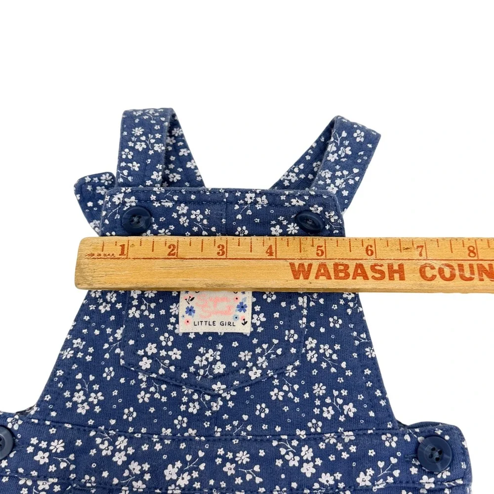 Carters Baby Girl Blue Floral Cotton Shortall Romper Overalls 12 Months
